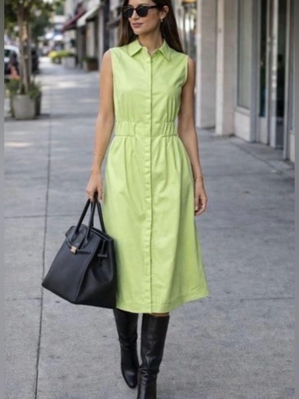 House Of Harlow 1960 Vegan Leather Sleeveles‎ Dress S Green Super Soft New $249